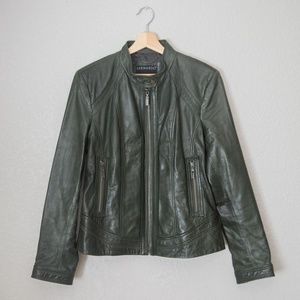 EUC Green Leather Moto Biker Jacket sz Large
